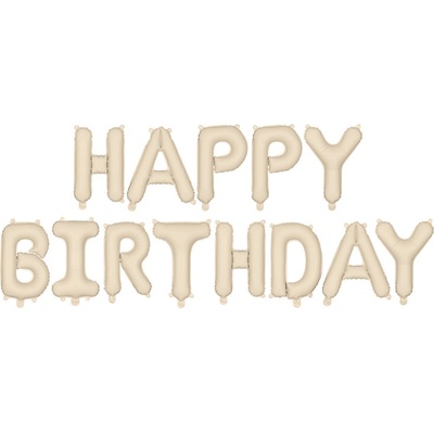 Fóliový nápis HAPPY BIRTHDAY – béžový 340 × 35 cm PartyDeco
