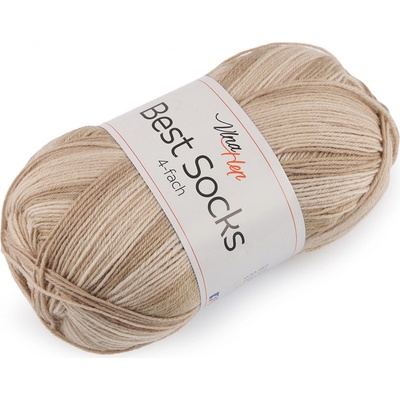 Pletací příze Best Socks samovzorovací / ponožkovka 100 g, střední, 19 (7412) béžová