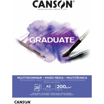 Canson Graduate Mix Media blok biely 200 g/m²20 listov A5 lepený