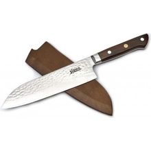 MaceMaker FUJI SANTOKU SanMai Damaškový Kuchyňský nůž s dřevěným pouzdrem 18 cm