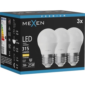 Mexen Nova 3x LED крушка E27, G45, 3W, Топла - 3000K, 315 lm - L101-E27-0330-01x03 (L101-E27-0330-01x03)