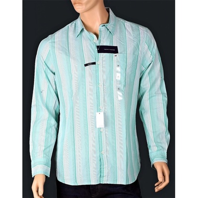 Tommy Hilfiger original pánská košile Custom Fit stripe zelená