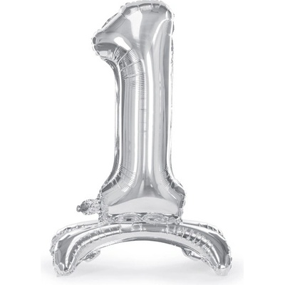 Partydeco Balónek fóliový číslo 1 stříbrný stojící 70 cm