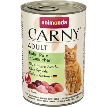 Animonda - Carny Chicken Turkey Rabbit - Консерва за котки с пиле, пуешки сърца и заешко, 3 броя х 400 гр
