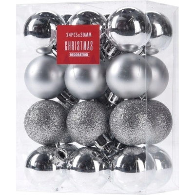 HOME STYLING COLLECTION Vianočné ozdoby gule strieborné priemer 3 cm 24 ks