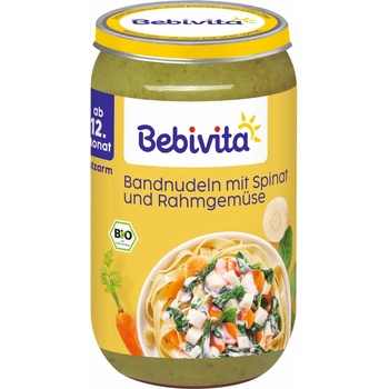 Bebivita Био ястие Bebivita - Талиатели със спанак, сметана и зеленчуци, 250 g (16211-01)