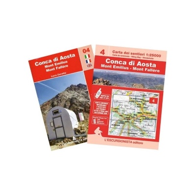 Conca di Aosta, Mont Emilius, Mont Fallere carta dei sentieri 1: 25.000. Con guida Trekking Week-end. Ediz. italiana, inglese e francese