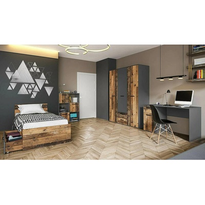 ИРИМ Модулно обзавеждане за младежка стая Сити 5039 олд стайл / графит