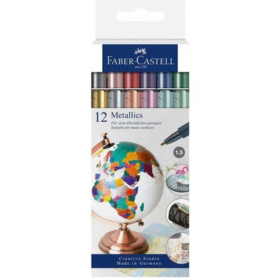 Faber-Castell Маркери, обли, металик, 1.5 mm, 12 цвята (1010160161)