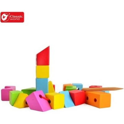 Classic world - Дървена низанка - Геометрични блокчета (3631)