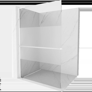 Mexen Kioto+ L душ параван с рафт Walk-in 120 x 200 см, прозрачен/матов, бял - 800-120-123-20-35 (800-120-123-20-35)