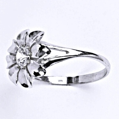 Čištín stříbrný s čirým zirkonem kytička T 1389 B