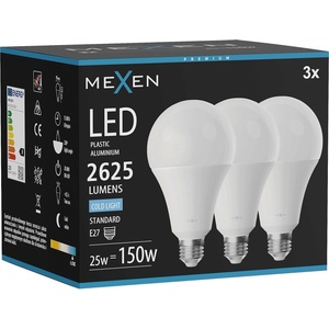 Mexen Nova 3x LED крушка E27, A95, 25W, Студен - 6500K, 2625 lm - L100-E27-2565-01x03 (L100-E27-2565-01x03)