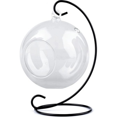 Kovový stojan na aerárium / baňky výška 22 cm - černá