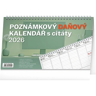 Stolový Poznámkový daňový s citátmi 2026 25 x 145 cm 2026