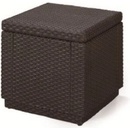 Allibert Polyratanový taburet s poduškou CUBE hnědá