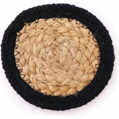 Ancient Wisdom Prírodné podtácky juta a bavlna 10 cm 4 ks čierny lem