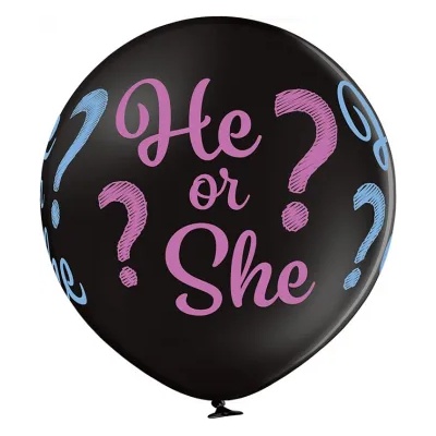 Belbal Латекс джъмбо балон, черен - Той или Тя? 60 см