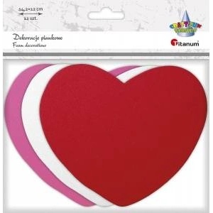 TITANUM Foam decorations hearts mix 12pcs