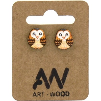 Art wood náušnice Sova 0001089
