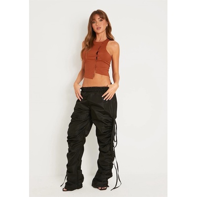 Missy Empire Ruched Toggle Hem Cargo Trouser - Black
