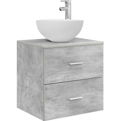 vidaXL Стенен мивка с шкаф Бетонно сиво 49, 5 x 35 x 63 см (890257)