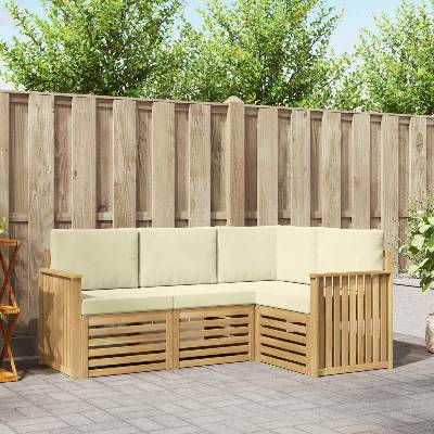 vidaXL Комплекти дивани 4 pcs Бяло и кремаво 187, 5 x 128, 5 x 73 см (3391750)
