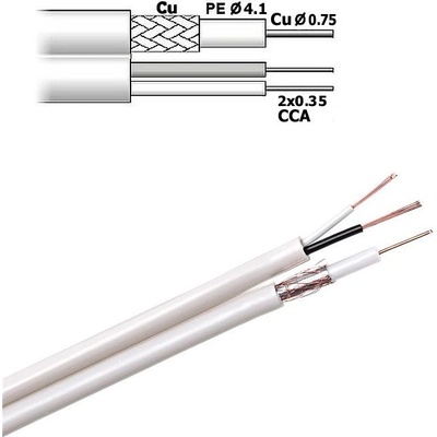 SOLEX Koaxiálny kábel RG59+NAP 2x0,35mm biely s napájaním KAB0027