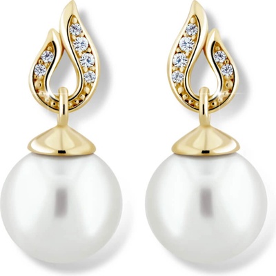 Cutie Jewellery Působivé perlové náušnice ze žlutého zlata Z6397-3125-10-X-1