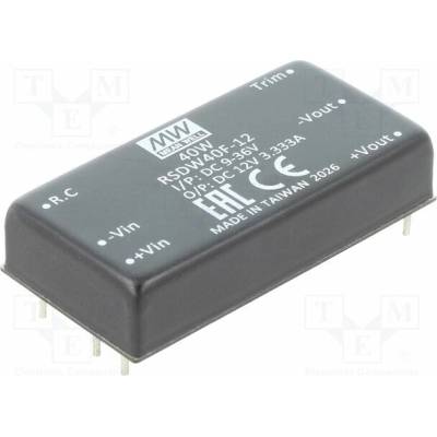 MEAN WELL RSDW40F-12 Měnič: DC/DC; 40W; Uvst: 9÷36VDC; Uvýst: 12VDC; Ivýst: 3,34A; THT