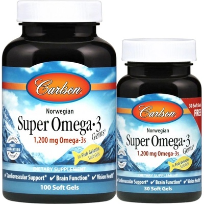 Carlson Labs Norwegian Super Omega-3 Gems 1200 mg [100+30 Гел капсули]