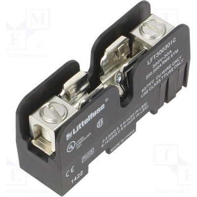 LITTELFUSE LFT300301C Zásuvka; na přípojnici DIN; 30A; 300V; Póly: 1; černá; UL94V-0