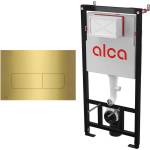 Alcadrain Комплект тоалетно казанче с вградена рамка Alca AM101/1120 и месингов бутон за активиране MOON-BRASS (AM101/1120+MOON-BRASS)