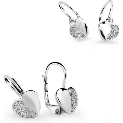Danfil set dámských a dětských náušnic C3933/2160 z bílého zlata kamínky white zapínání klapka/brizura