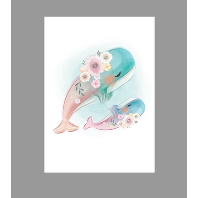 Dream Creations Dětské plakáty mořští živočichové | 3 vzory Vzor: Velryby modré / růžové