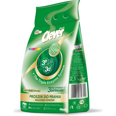 Clever Antibakteriálny prášok do prania 2,1kg 42 PD Bežná cena pri kúpe 1 ks