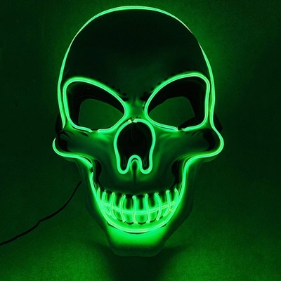 LED maska na obličej SKULL zelená