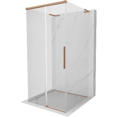 Mexen Rox-3S L трисекционна душ кабина със плъзгащи врати 100 x 100 см, прозрачна, матирана мед - 8C2L-100-100-65-00-3S (8C2L-100-100-65-00-3S)