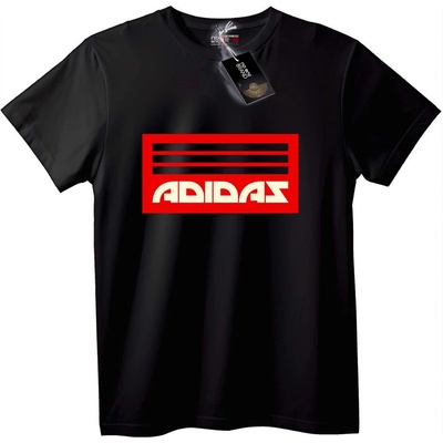 NOONEBRAND Тениска Adidas червено лого черна - S, White