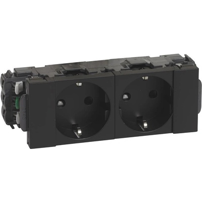 Legrand Контакт шуко ДВОЕН 16A 4 мод. цвят черен Mosaic - 077232L (077232L)