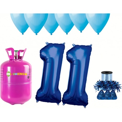 HeliumKing Hélium párty set na 11. narodeniny s modrými balónmi