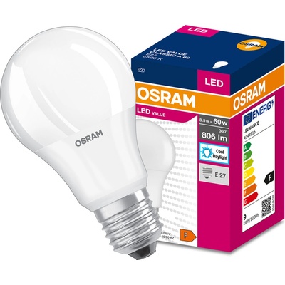 Osram Žiarovka LED FR 060 ean6873 non-dim, 8W/865 E27 6500K Value CLASSIC A