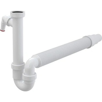 Alcadrain Potrubný sifón s prevlečnou maticou 6/4", prípojkou a flexi hadicou A83-DN50/40