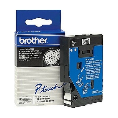 Páska do tlačiarne štítkov Brother TC-201, 12mm, čierny tlač / biely podklad, O