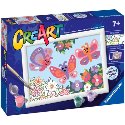 Ravensburger Комплект за рисуване по номера Ravensburger CreArt - Щастливи пеперуди (7023721)