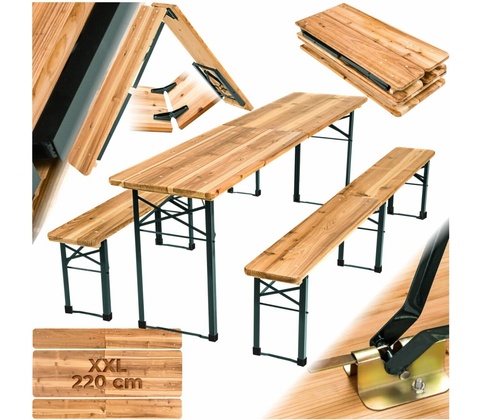 TecTake 402189 Zahradní pivní set dřevěný skládací dřevo
