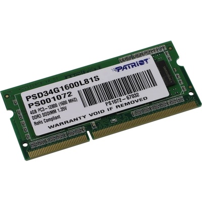 Patriot Signature DDR3L 4GB 1600MHz CL11 PSD34G1600L81S