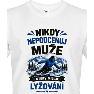 Pánské tričko Lyžař, Canvas pánské tričko s krátkým rukávem 0549 Bílá