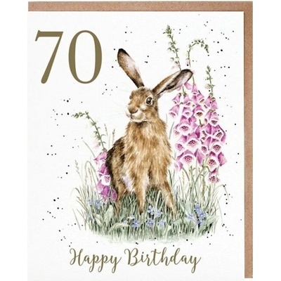 Narozeninové přání Wrendale Designs "70 The Wild Garden" - Zajíc