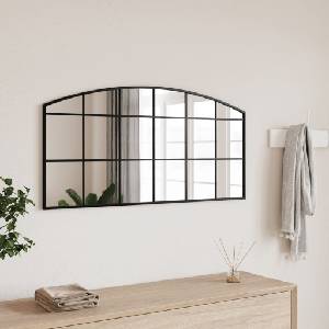 vidaXL Стенно огледало, черно, 100x50 см, арка, желязо (358638)